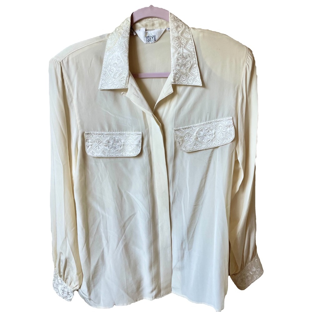 Silk Cream Long Sleeve Blouse